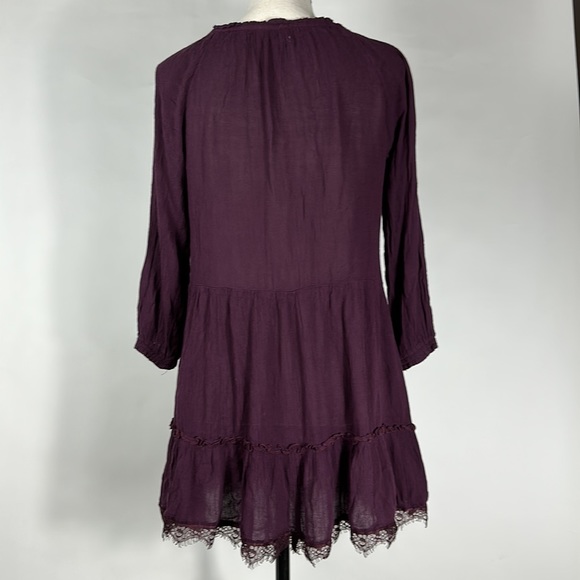Aerie deep purple Boho 3/4 sleeve lace bottom dress - size XS - Picture 5 of 5